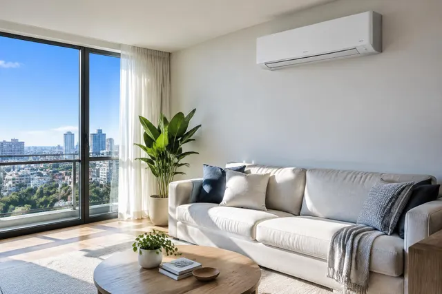 Sala de apartamento com split inverter em Bauru